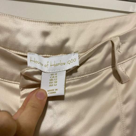 House of Harlow Cream Satin Cargo Pants 8 - Picture 3 of 9